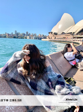 Xinlei Lin “街头菱形”高比例马海毛羊毛套头廓形v领毛衣上衣女