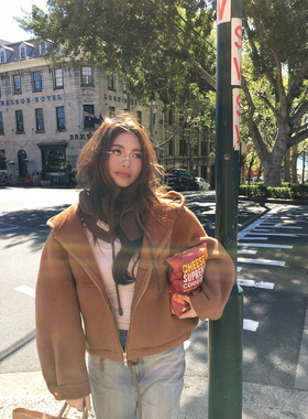 Xinlei Lin“焦糖栗子”90羊毛10牦牛绒定制双面呢连帽卫衣外套