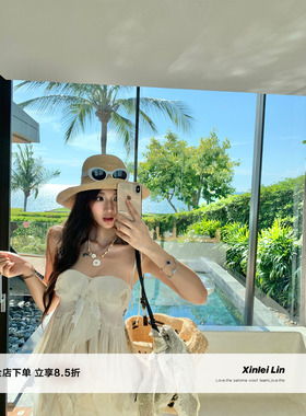 Xinlei Lin “浮影月光”重工飘逸仙气吊带层叠木耳边雪纺半裙