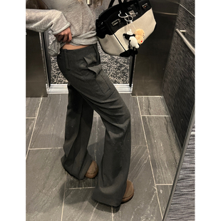 裤 Xinlei 低腰直筒微喇显瘦磨毛西装 灰调Diary Lin