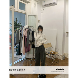 女2021年新款 灰色加绒卫裤 秋冬加厚束脚裤 时尚 Xinlei 休闲裤 Lin