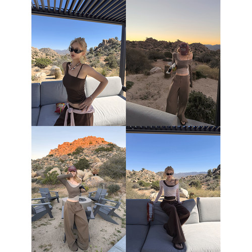 XinleiLin多色吊带T恤裤子套装