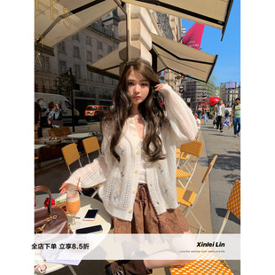 手工立体钩花镂空马海毛羊毛薄开衫 似花非雾 外套 Lin Xinlei