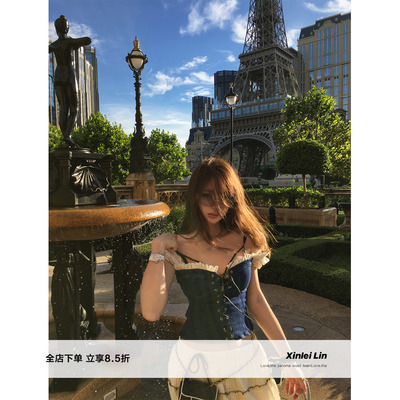 XinleiLin牛仔短袖拼接上衣