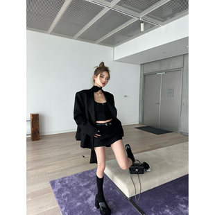 玫瑰黑色廓形西装 佛洛伊德 外套半裙马甲四件套 Lin Xinlei