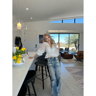 长裤 Xinlei 破洞复古做旧水洗牛仔裤 脏脏包 Lin