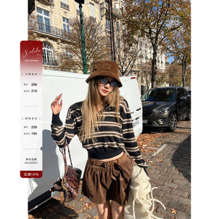 学院高智感30羊毛条纹针织毛衫 Xinlei 气繆系 元 上衣 Lin