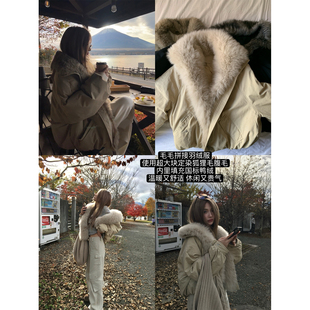 环保毛90白鸭绒双版 可脱卸狐狸毛 本羽绒服 雪境暖绒 XinleiLin