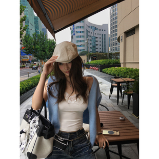 蝴蝶结蕾丝弹力针织吊带背心 法蕾少女 Xinlei Lin