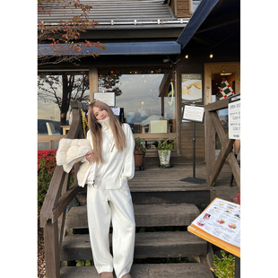 Lin 套装 绒白梦境 长裤 羊毛莱赛尔高品质针织上衣外套开衫 Xinlei