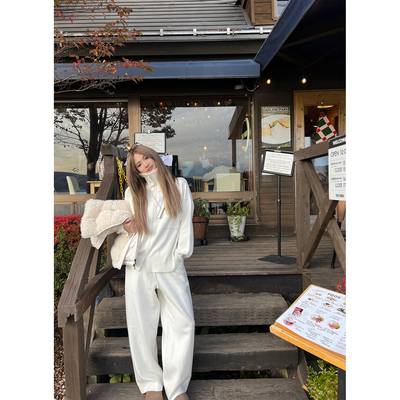 XinleiLin拉链针织开衫裤子套装