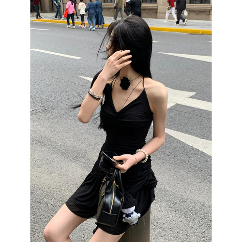 XinleiLin褶皱挂脖连衣裙