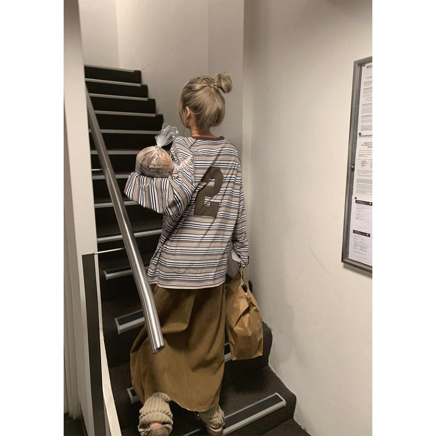 Xinlei Lin VTG收藏家 私服复古条纹刺绣长袖T恤
