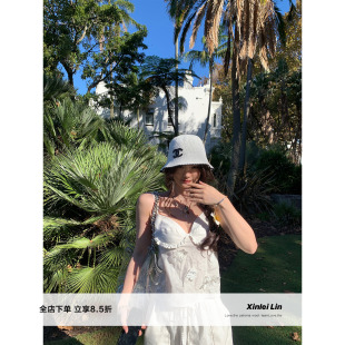 套装 Xinlei 手工订花透气亚麻吊带长裤 祈愿少女 女春夏 Lin