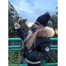 貉子毛领可拆卸90白鸭绒短款 雪落富士山 连帽羽绒服 Lin Xinlei