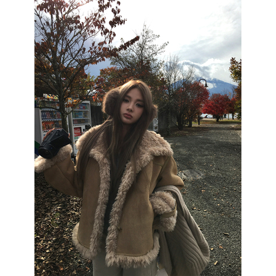 XinleiLin麂皮复合毛毛外套女