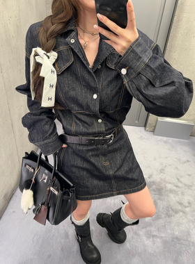 Xinlei Lin“Easy chic”原牛水洗工装感牛仔衬衫连衣裙