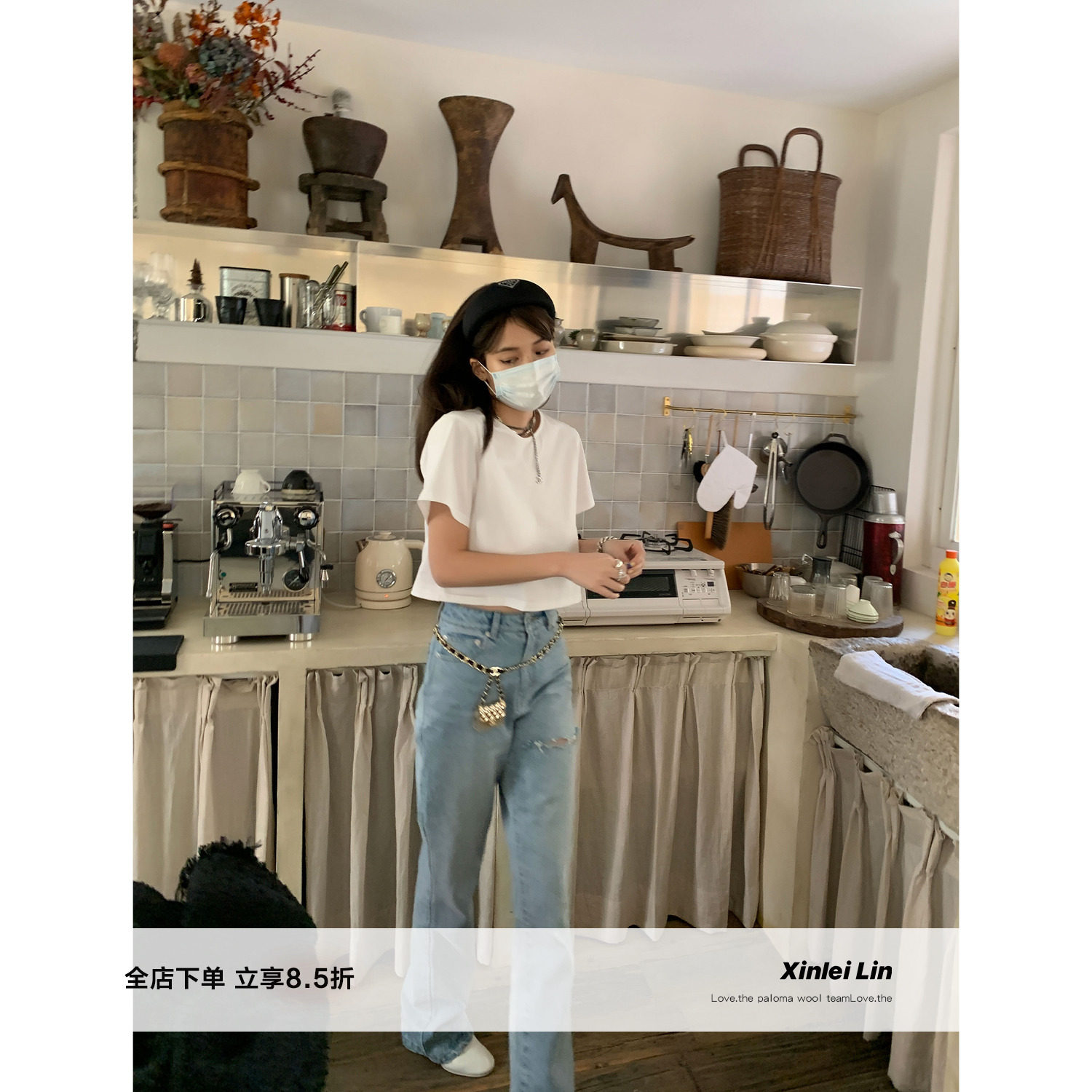 三色纯色热辣潮搭短款短袖t恤女