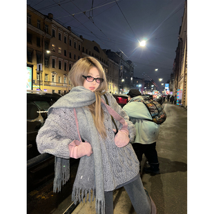 chao重工定制手工编织立体绞花粗棒针毛衣 北国浪漫 Xinlei Lin