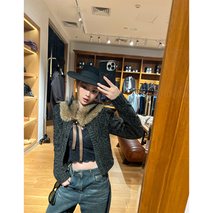 Xinlei Lin 绯色梦境 雪花纱绞花高克重合体开衫毛衣