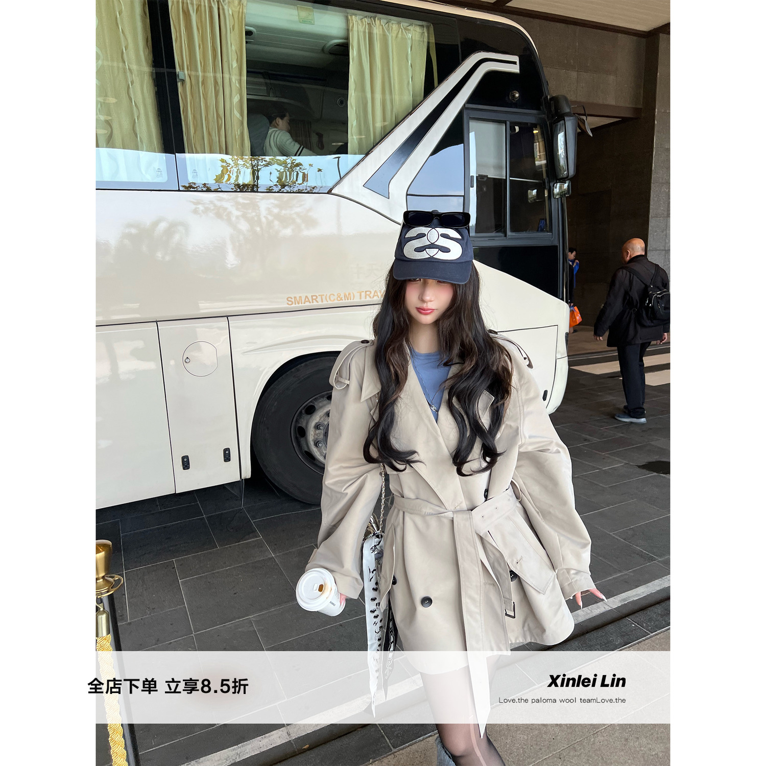 Xinlei Lin “大都会”巴家风格高级感卡其经典廓形中长款风衣女