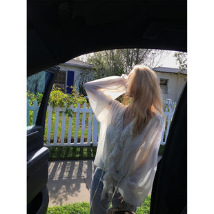 Xinlei Lin 白茶清欢 雪纺清透仙气法式浪漫荷叶边长袖衬衫小衫