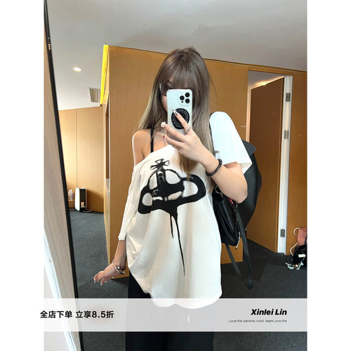 XinleiLin白色印花短袖T恤