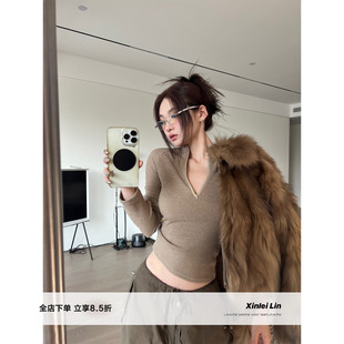 半拉链坑条长袖 Xinlei Wear Outdoor 上衣T恤女显瘦百搭 Lin