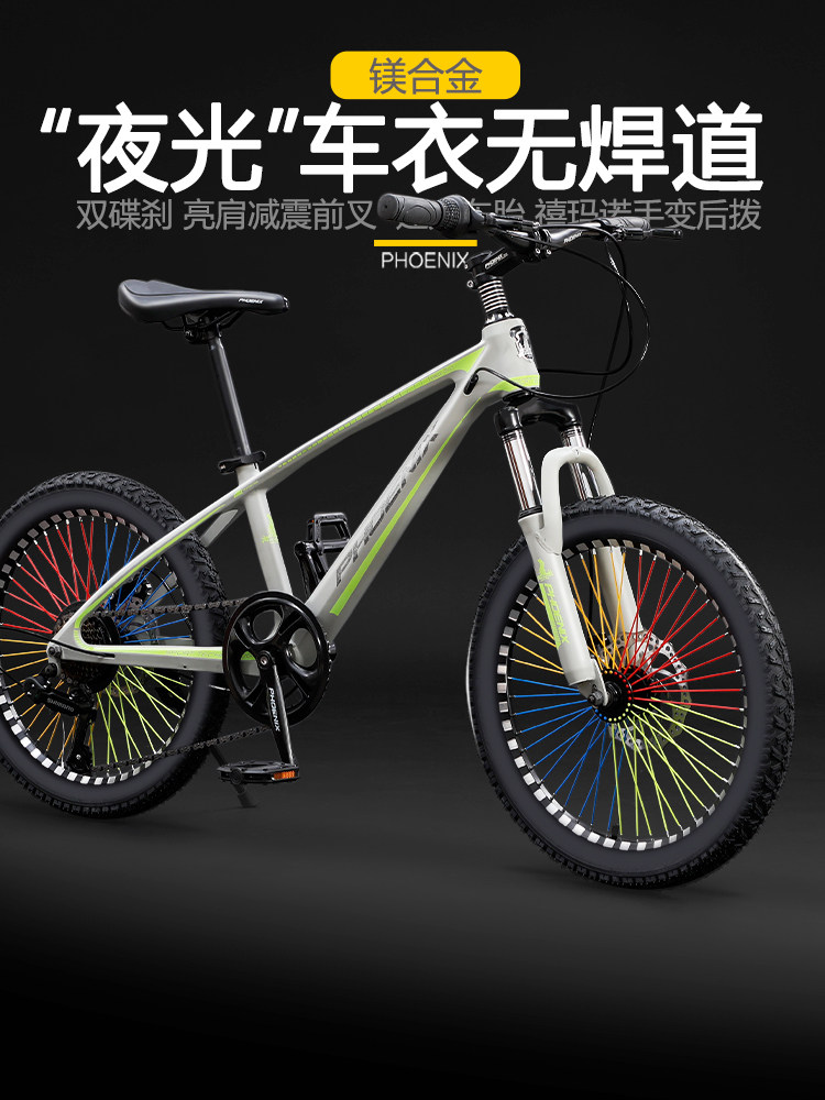 凤凰牌儿童山地自行车镁合金20/22寸男女变速青少年学生大童单车