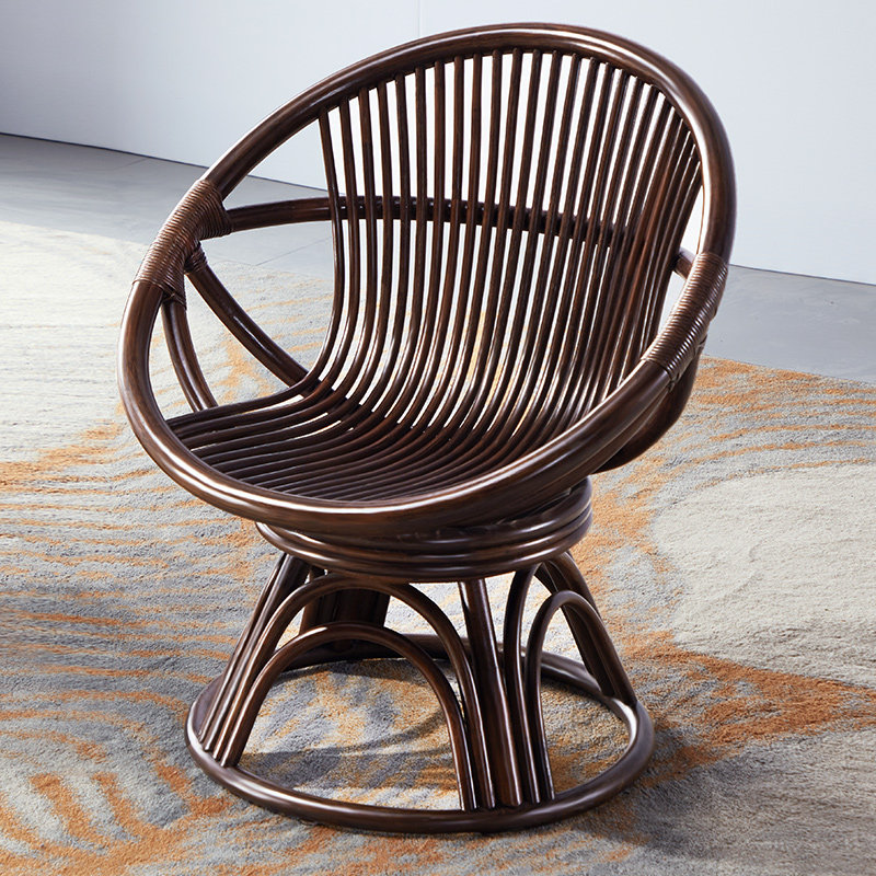 藤椅阳台家用休闲腾椅天然真藤藤编旋转椅子滕椅老人椅靠背椅圈椅