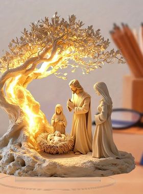 1PCS Acrylic Nativity Scene Desktop Decor - Christmas Home D