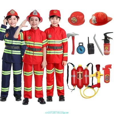 Children Firefighter Uniform Sam Fireman Cosplay Costume Kid