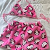 Wome Pajama Kitty Hello Sanrio ladies Piece Kawaii Two Anime