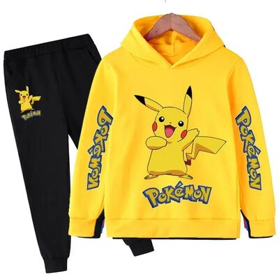 New Pikachu Children's Hoodie Print Set, Fashionable, Simple