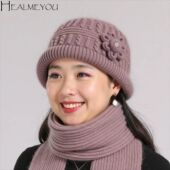 Flower Crochet Floral Bucket Casual Handmade Knitted Hat Woo