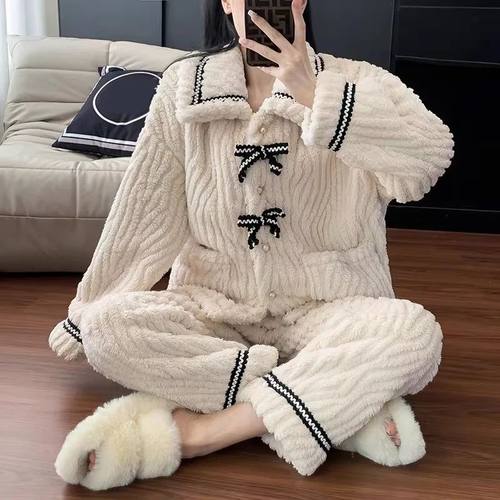 2Pcs/set women's pajamas autumn and winter students home wea