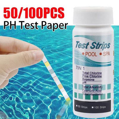 50/100pcs 7 in 1 Swimming Pool PH Test Paper Chlorine PH Val
