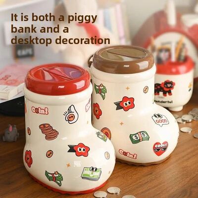 New Rich Boots Piggy Bank,DIY Stickers Randomly Children and