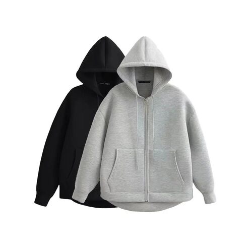 HH Autumn Women Casual Hooded Jacket Loose Oversize Zipper H