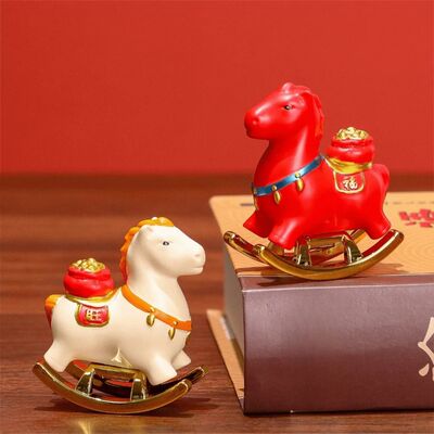Resin Year of The Horse Zodiac Ornament Mini Auspicious Rock
