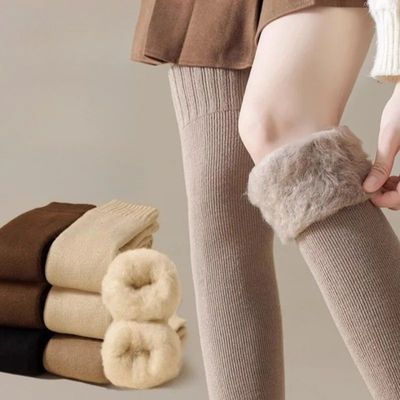 1 Pair Women's Fleece-Lined Thickened Thermal Warm Socks Ove
