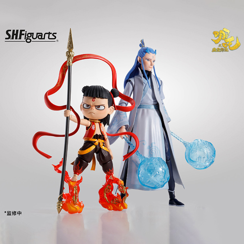 万代shf 哪吒之魔童降世 哪吒 敖丙 龙王 三太子可动人偶手办模型