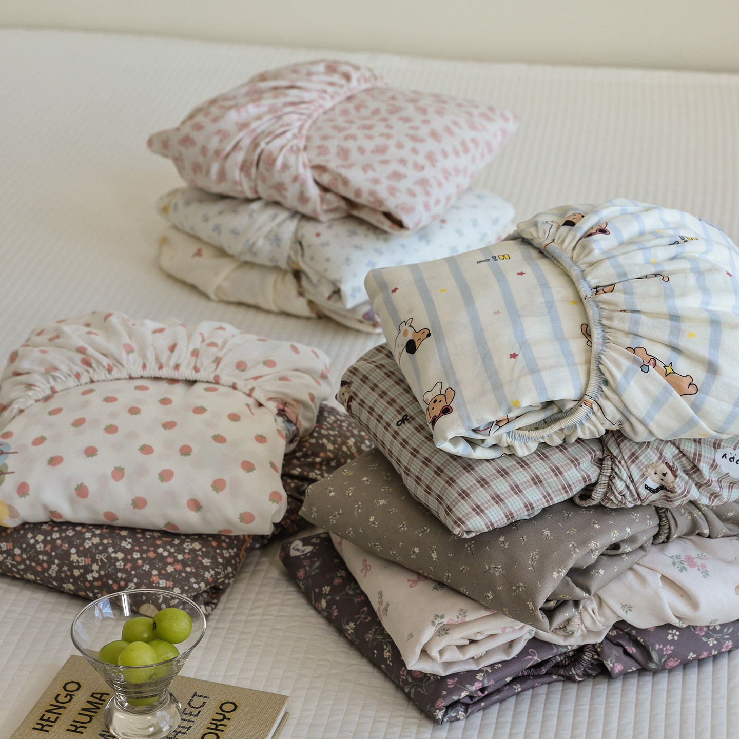 100全棉双层纱床笠罩纯棉180x200cm卡通透气防滑固定床罩床垫套