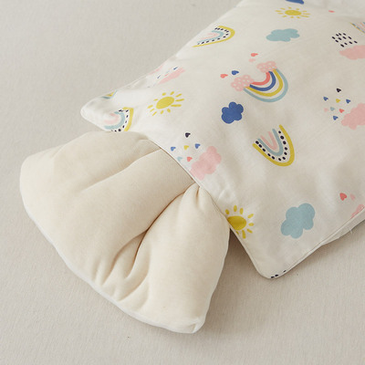 A类全棉双层纱儿童棉花枕头3-6岁以上四季通用宝宝枕头套枕芯一套