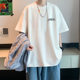 t恤短袖 半袖 宽松夏季 纯棉白潮流潮牌青少年美式 上衣 新款 男士