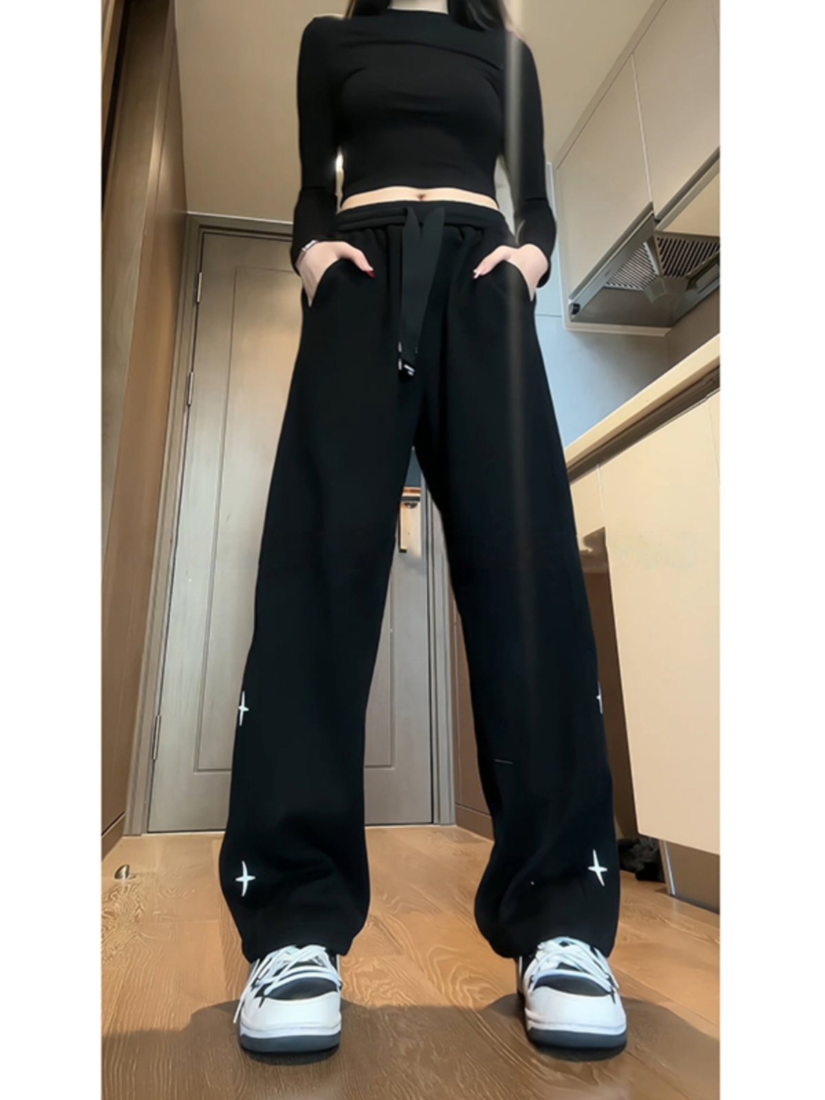 美式高街直筒阔腿卫裤休闲裤