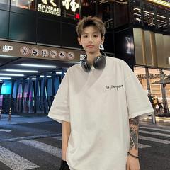 美式高街重磅纯棉短袖t恤男士款夏季潮流潮牌宽松青少年男生上衣