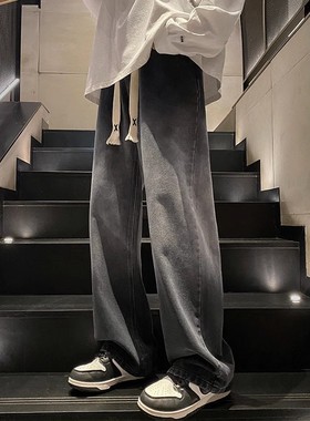 渐变牛仔裤男2025新款秋冬cleanfit美式高街宽松直筒潮牌休闲裤子