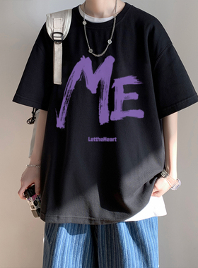 美式高街重磅短袖t恤男夏季2025新款纯棉宽松百搭半袖衣服ins体恤