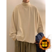 内搭长袖 德绒打底衫 男款 t恤秋冬加绒半高领白色内衬高级感卫衣男